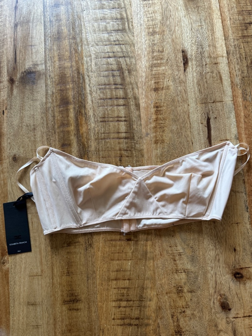 Elisabetta Franchi nude beige Strapless Bandeau bra Tube Crop Top NEW XL